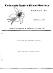 Colorado Native Plant Society Newsletter, Vol. 9 No. 1, January-February 1984 by Sue Martin, Harold Weissler, Eleanor Von Bargen, Myrna Steinkamp, William A. Weber, William F. Jennings, and Berta Anderson