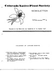 Colorado Native Plant Society Newsletter, Vol. 9 No. 4, July-September 1985 by Sue Martin, Harold Weissler, Eleanor Von Bargen, Myrna Steinkamp, Bill Jennings, Sue Martin, and Eleanor Von Bargen