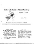 Colorado Native Plant Society Newsletter, Vol. 6 No. 3, July-September 1982