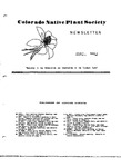Colorado Native Plant Society Newsletter, Vol. 7 No. 2, March-April 1983 by Bob Heapes, Eleanor Von Bargen, Myrna Steinkamp, William A. Weber, Bill Baker, and K.C. Eberle