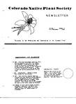 Colorado Native Plant Society Newsletter, Vol. 7 No. 4, July-September 1983 by Bob Heapes, Eleanor Von Bargen, Myrna Steinkamp, and Lloyd Hayes